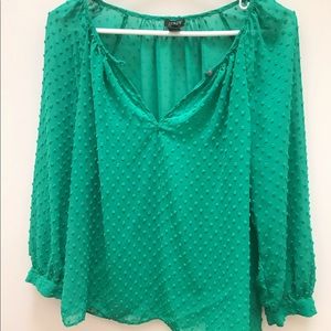 Green textured dot Jcrew blouse